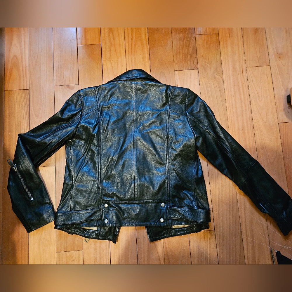 Vero Moda Black Leather Asymmetrical Moto Jacket - Picture 5 of 6